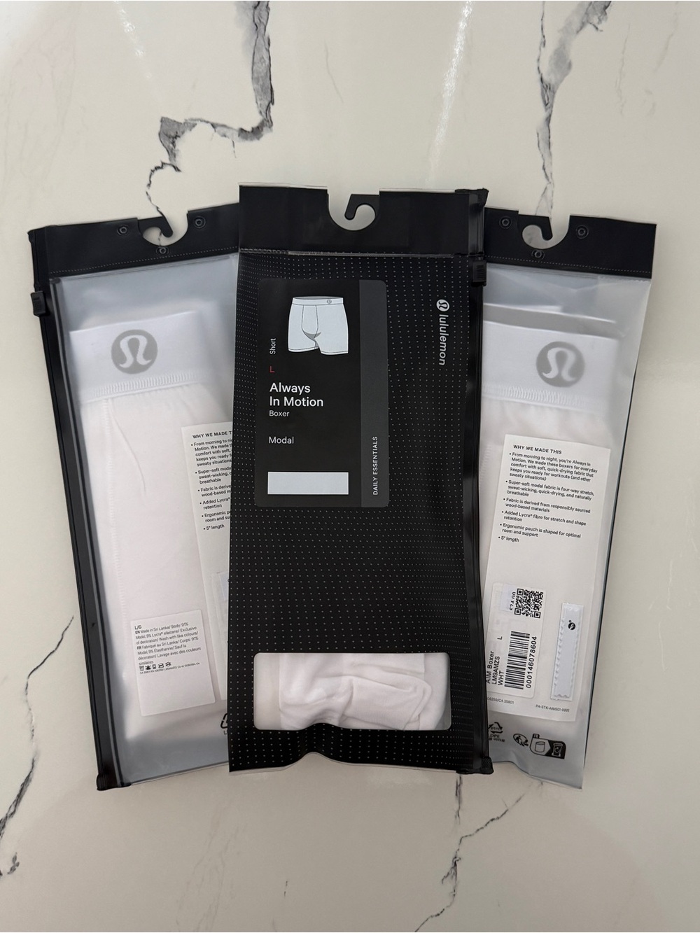Lululemon Men’s White Performance Boxer Briefs Always In Motion Boxer 5"